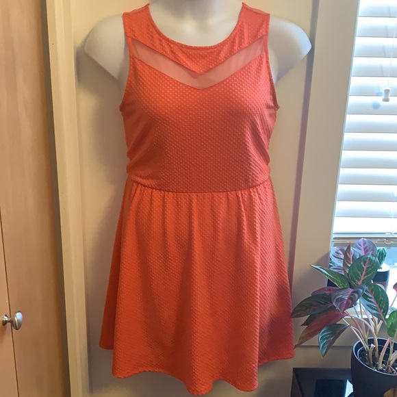Xhiliration Textured Coral Dress - Picture 1 of 8